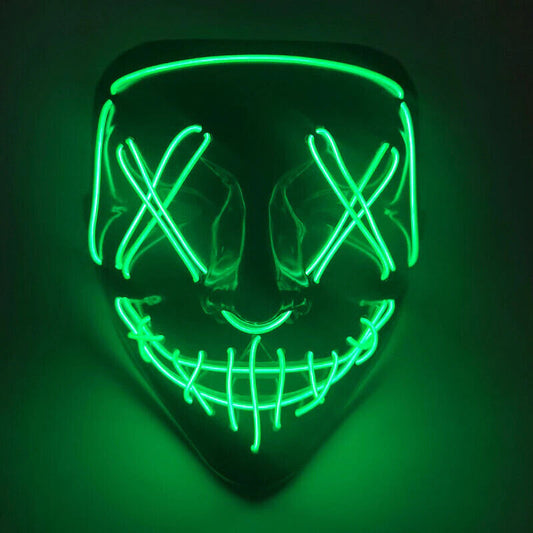 Halloween LED Mask Clubbing Light up Costume Rave Cosplay Party Purge 3 Modes