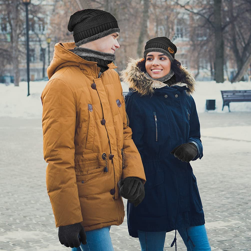 Gorro De Punto Calido De Invierno Gorro Y Bufanda De Invierno Con Forro Polar